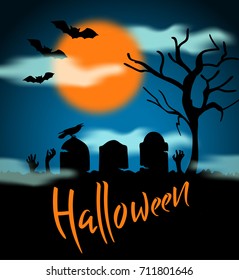 Halloween party background with hand lettering