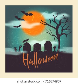 Halloween party background with hand lettering