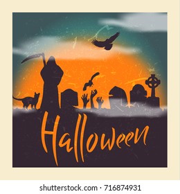 Halloween party background with hand lettering