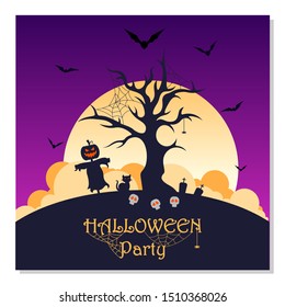 Halloween Party Background. Happy halloween. Vector Template illustration.
