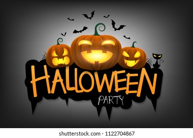 Halloween party background with Jack-o-lantern under the moonlight. web Banner design