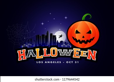 Halloween Party Background Los Angeles. Vector Illustration