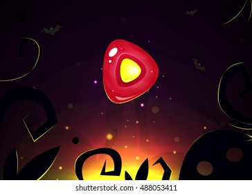 Halloween Party Background.. Magic bright background with play buttons.Halloween day.Vector illustration