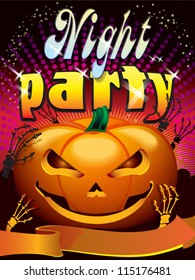 Halloween Party Background with Pumpkins