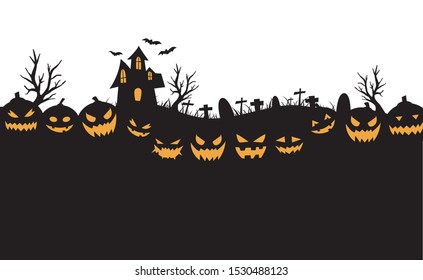 Halloween Party Background with Pumpkins 