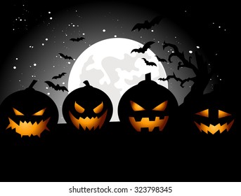 Halloween Party Background with Pumpkins 