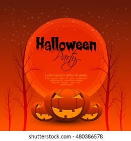 Halloween Party Background with Pumpkins.