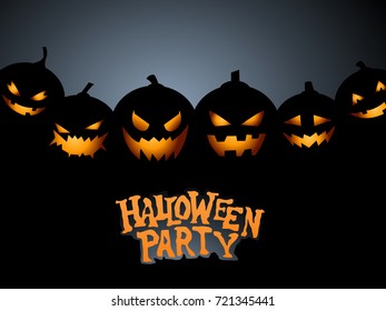 Halloween Party Background with Pumpkins 