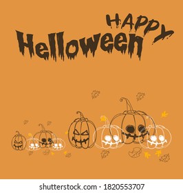 Halloween Party Background with pumpkins, Banner helloween party.