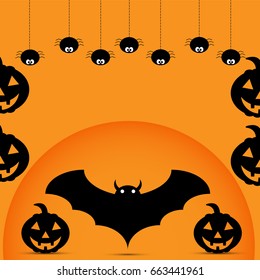Halloween Party Background with Pumpkins and bat vector illustrations.