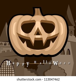 Halloween Party Background with Pumpkins and castle