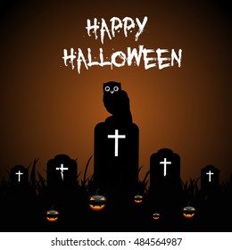 Halloween Party Background with Pumpkins in the Grass, Halloween flyer design .
