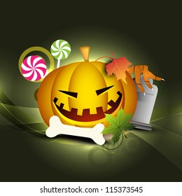 Halloween party background with smiling pumpkin. EPS 10.