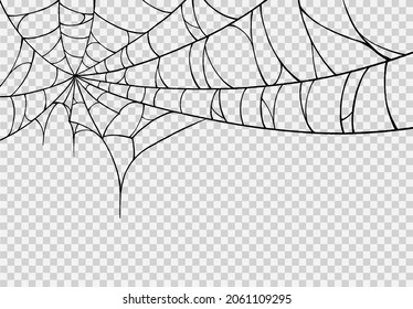 Halloween party background with spiderwebs isolated png or transparent texture,blank space for text,element template for poster,brochures, online advertising,vector illustration 