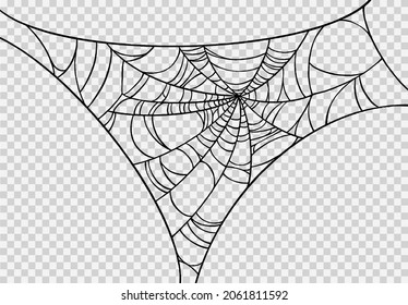 Halloween party background with spiderwebs isolated png or transparent texture,blank space for text,element template for poster,brochures, online advertising,vector illustration 