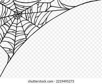 Halloween party background with spiderwebs isolated png or transparent texture,blank space for text,element template for poster,brochures, online advertising,vector illustration 