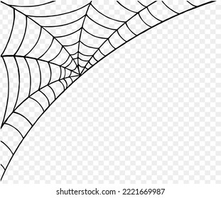Halloween party background with spiderwebs isolated png or transparent texture,blank space for text,element template for poster,brochures, online advertising,vector illustration 