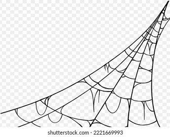 Halloween party background with spiderwebs isolated png or transparent texture,blank space for text,element template for poster,brochures, online advertising,vector illustration 