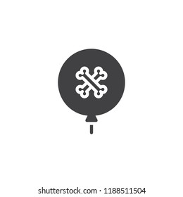 Halloween party balloon vector icon. filled flat sign for mobile concept and web design. Balloon with crossed bones simple solid icon. Symbol, logo illustration. Pixel perfect vector graphics