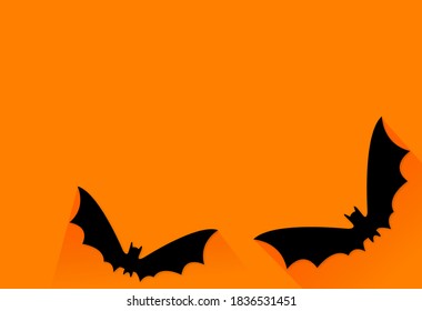 

Halloween party  banner , Bats paper cute isolated on yellow background, space for text  , sale banner template ,website, poster, vector illustration 