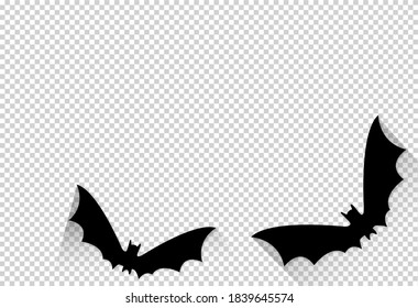 Halloween party  banner , Bats paper cute  isolated  on png or transparent  background, text boo, trick or treat  , sale banner template ,website, poster, vector  illustrated 