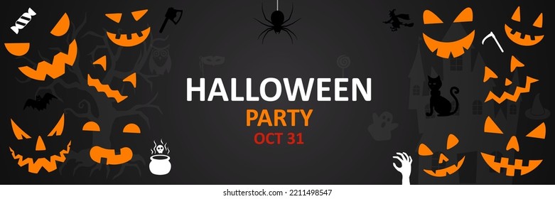 Halloween party banner card, party invitation concept for halloween - vector for stock