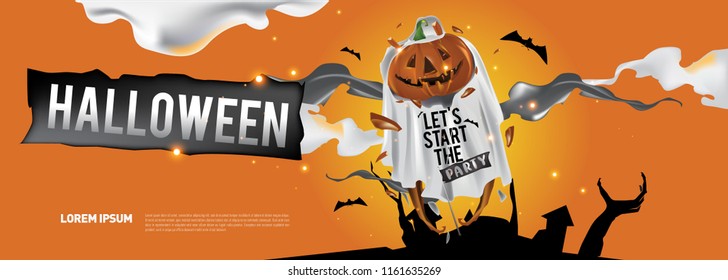Halloween party banner design template