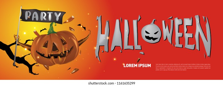 Halloween party banner design template
