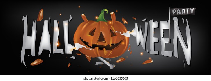 Halloween party banner design template
