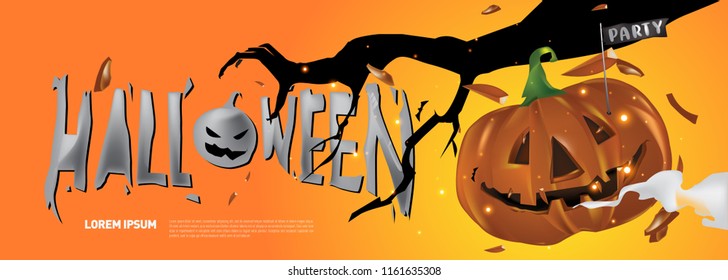 Halloween party banner design template