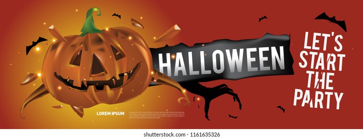 Halloween party banner design template