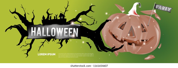 Halloween party banner design template