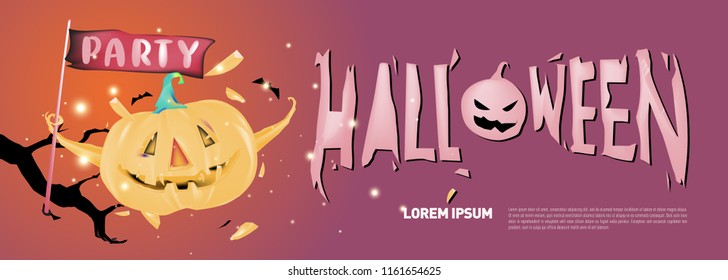 Halloween party banner design template