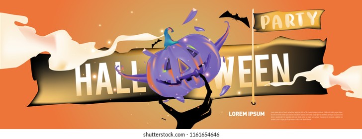 Halloween party banner design template