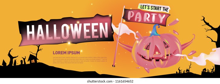 Halloween party banner design template