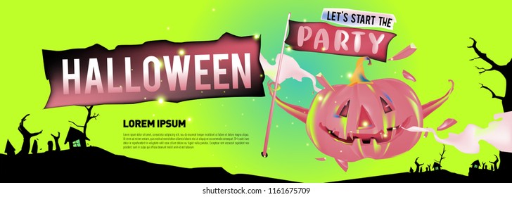 Halloween party banner design template