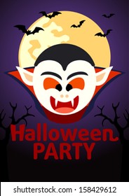 Halloween Party banner with Dracula vector
