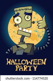 Halloween Party banner with frankenstein monster.