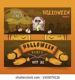 halloween party banner gravestone illustration
