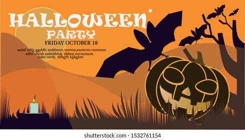 halloween party, banner icon and vector  