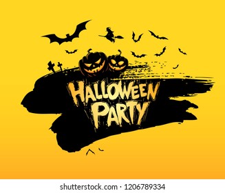 halloween party banner layout design, vector illustration