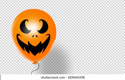 Halloween party banner  with  scary balloons  isolated  on png or transparent  background, space for text , sale banner template billboard, , poster, vector illustration 