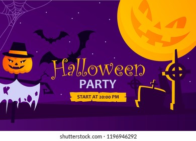 halloween party banner. template. vector cartoon illustration. background.