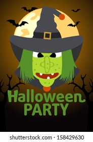 Halloween Party banner with  Witch vector