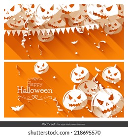 Halloween party banners - flat design style