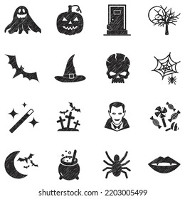 Halloween Party. Black Scribble Design. Vector Illustration.