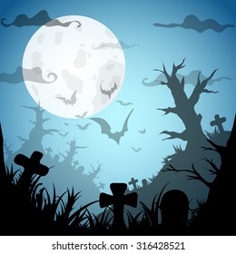 Halloween Party BlueOld Movie Style  Background. Vector illustration