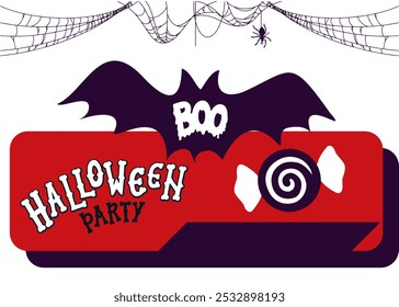 Halloween Party "Boo" with Halloween Graphics, Spooky Themed Design, Eerie Typography, Fun and Festive Illustrations, Perfect for Invitations, Decorations, and Celebrations, Trick-or-Treat Excitement.