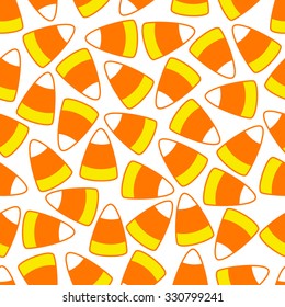 Halloween Party Candy Corn Seamless Vector Decorative Ornamental  Pattern On White Background, Used For Bright Wallpaper, Fabric,  Textile Printing, Present Wrapping Paper