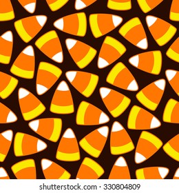 Halloween Party Candy Corn Seamless Vector Decorative Ornamental  Pattern On Brown Background, Used For Bright Wallpaper, Fabric,  Textile Printing, Present Wrapping Paper